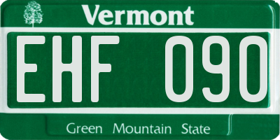 VT license plate EHF090