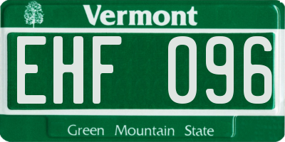 VT license plate EHF096