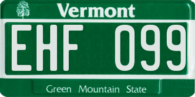 VT license plate EHF099
