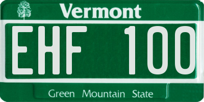 VT license plate EHF100