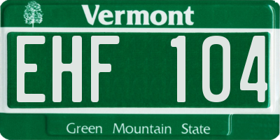 VT license plate EHF104