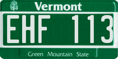 VT license plate EHF113