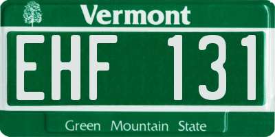 VT license plate EHF131