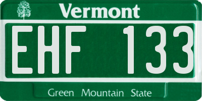 VT license plate EHF133