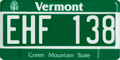 VT license plate EHF138