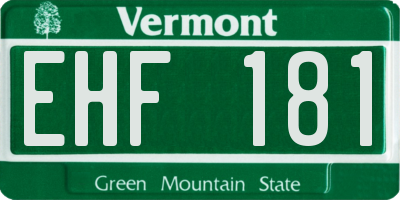 VT license plate EHF181