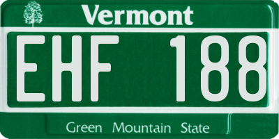 VT license plate EHF188