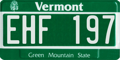 VT license plate EHF197