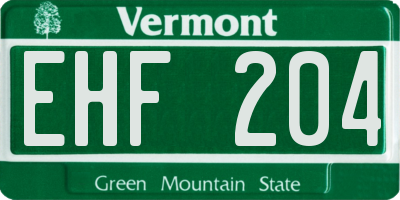 VT license plate EHF204