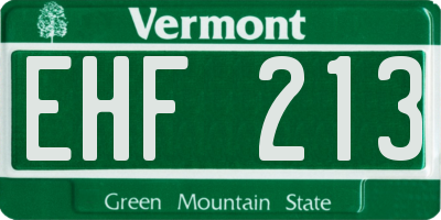 VT license plate EHF213