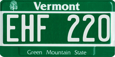 VT license plate EHF220