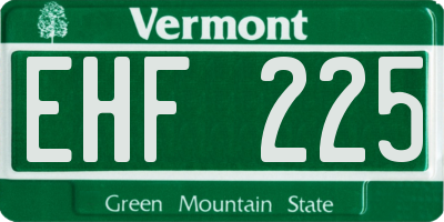 VT license plate EHF225