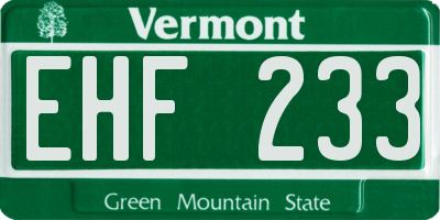 VT license plate EHF233