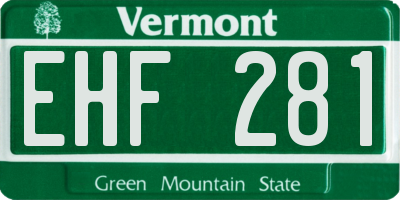 VT license plate EHF281