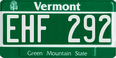 VT license plate EHF292