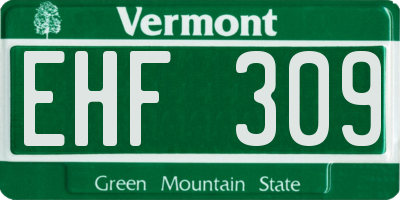 VT license plate EHF309