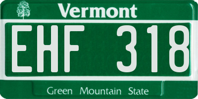 VT license plate EHF318