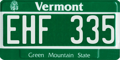 VT license plate EHF335