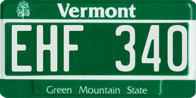 VT license plate EHF340