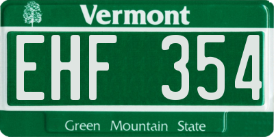 VT license plate EHF354