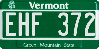 VT license plate EHF372