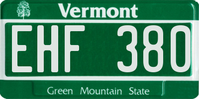 VT license plate EHF380