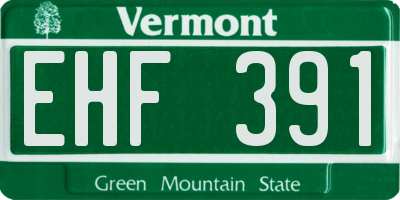 VT license plate EHF391