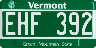 VT license plate EHF392