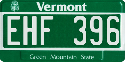 VT license plate EHF396