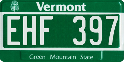 VT license plate EHF397