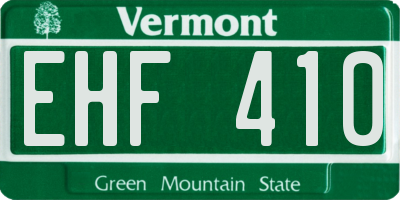 VT license plate EHF410