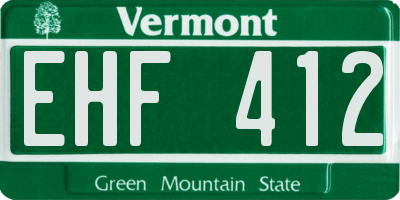 VT license plate EHF412