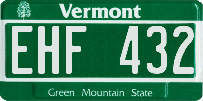 VT license plate EHF432