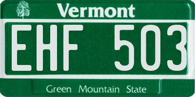 VT license plate EHF503