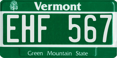 VT license plate EHF567