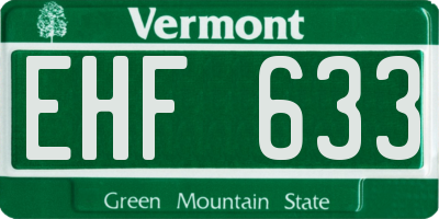 VT license plate EHF633