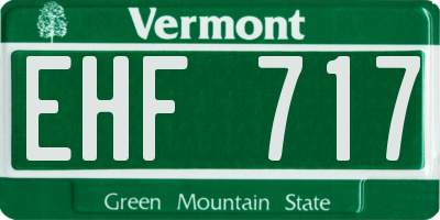 VT license plate EHF717