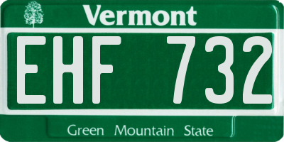 VT license plate EHF732