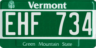 VT license plate EHF734