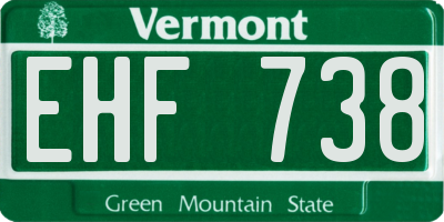 VT license plate EHF738