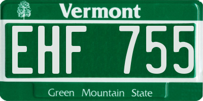 VT license plate EHF755