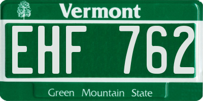 VT license plate EHF762