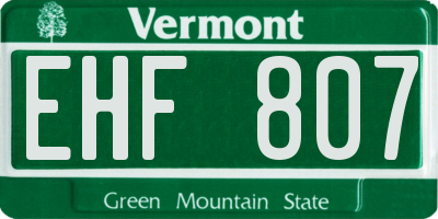 VT license plate EHF807