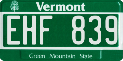 VT license plate EHF839