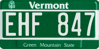 VT license plate EHF847
