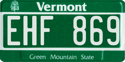 VT license plate EHF869
