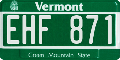 VT license plate EHF871