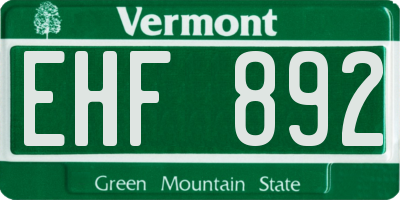 VT license plate EHF892