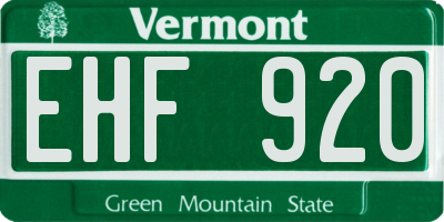VT license plate EHF920