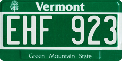 VT license plate EHF923